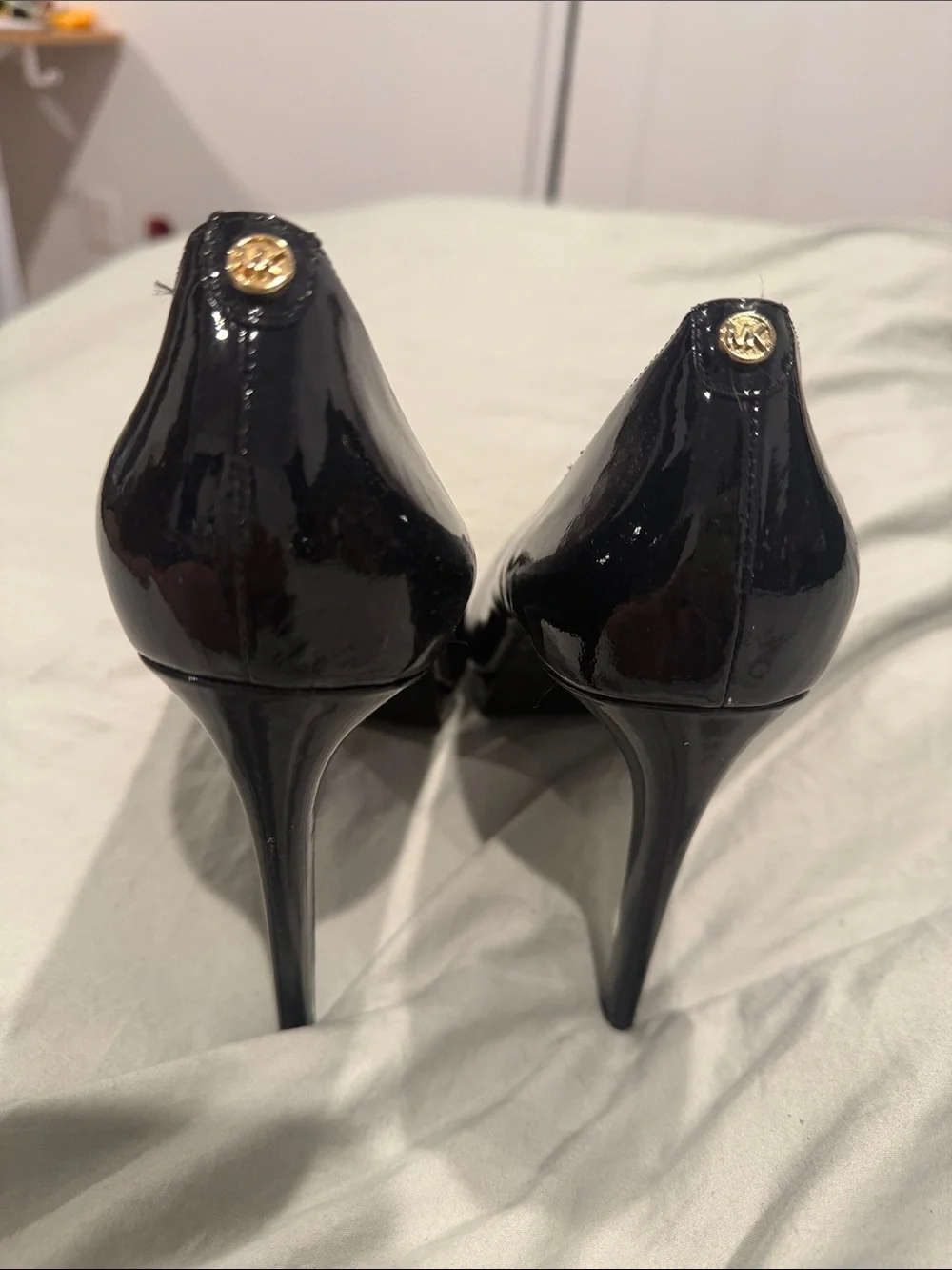 Michael Kors Black Patent Peep-Toe Heels